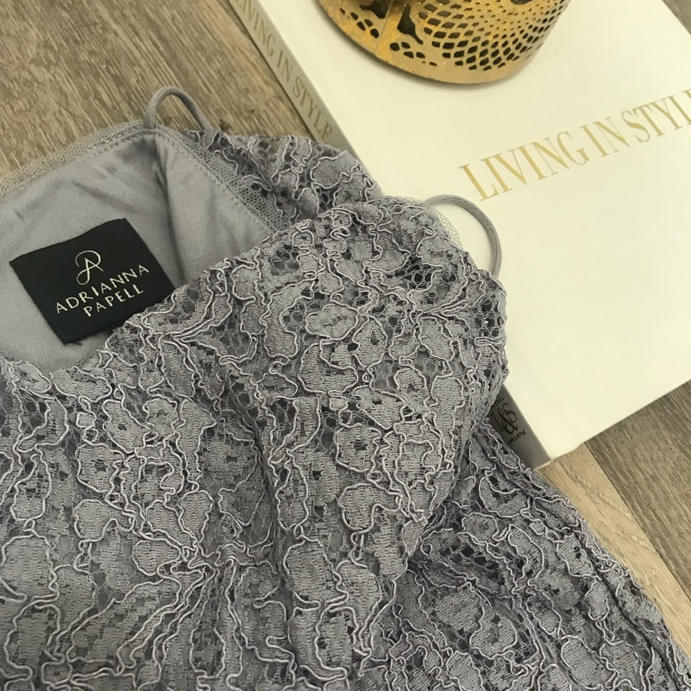 Adriana Papell Slate LACE DRESS